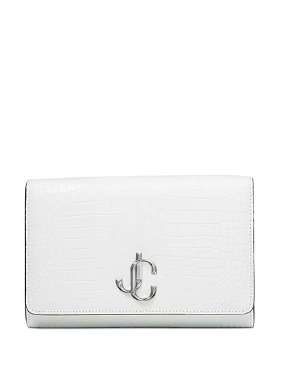 Jimmy Choo Logo Plaque Clutch Bag In 白色