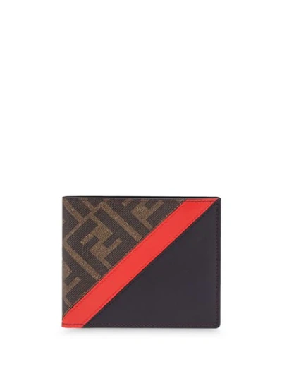 Fendi Ff Logo Wallet In Black And Brown