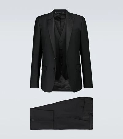 Dolce & Gabbana Three-piece Wool And Silk Tuxedo In Black