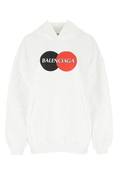 Balenciaga Uniform Logo Printed Hoodie In White