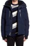Karl Lagerfeld Mid Length Down & Feather Jacket With Faux Shearling Lining In Navy