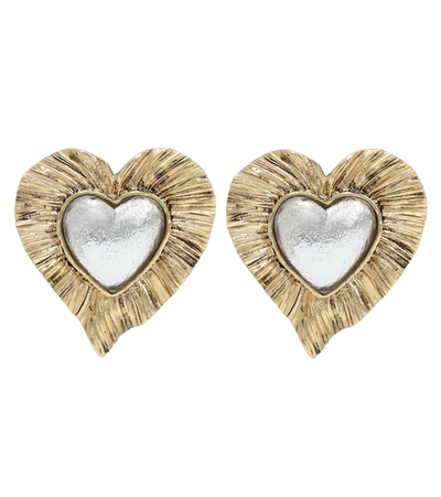 Saint Laurent Gold And Silver-tone Clip Earrings