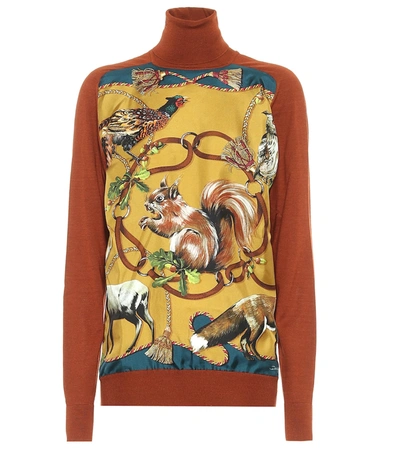 Dolce & Gabbana Printed Cashmere And Silk Sweater In Red