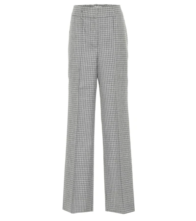 Givenchy High-rise Checked Wide-leg Wool Pants In Black