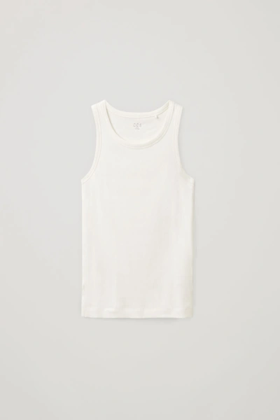 Cos Ribbed Tank Top In White