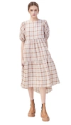 English Factory Plaid Tent Dress In Brown
