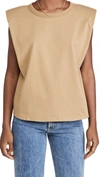 Endless Rose Padded Shoulder T-shirt In Taupe