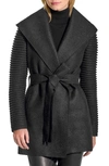 Sentaler Superfine Alpaca Ribbed Long-sleeve Oversized-collar Wrap Coat In Black