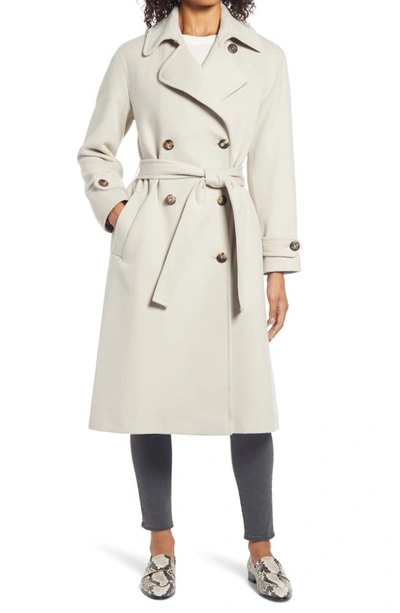 Fleurette Wool Double Breasted Trench Coat In Shale