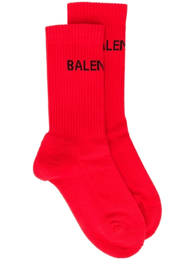 Balenciaga Logo Knit Socks In Red