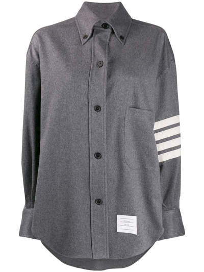 Thom Browne Oversized Four-bar Stripe Cashmere-flannel Shirt In Grey