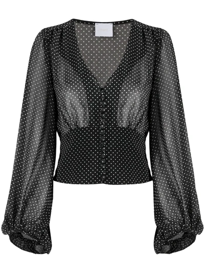 Merci Polka Dot-print Sheer Blouse In Black