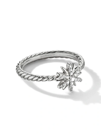 David Yurman Sterling Silver Petite Starburst Station Ring With Diamonds