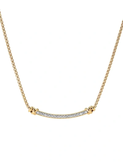 David Yurman Petite Helena Station Necklace In 18k Yellow Gold With Diamonds, 17