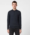 Allsaints Mens Mode Merino Long Sleeve Polo Shirt In Blue