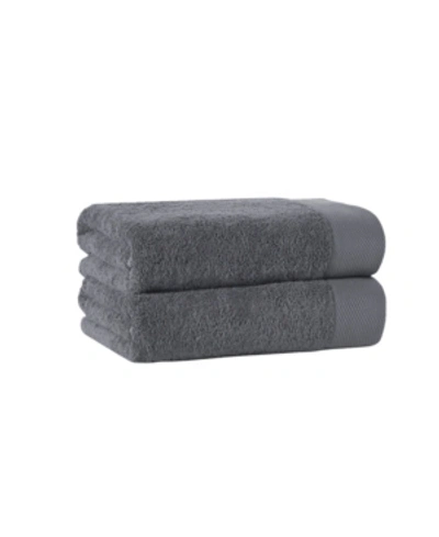 Enchante Home Signature 2-pc. Bath Towels Turkish Cotton Towel Set Bedding In Dark Grey