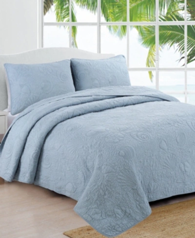 American Home Fashion Estate Seaside 3 Piece Quilt Set, Full/queen In Dusty Blue