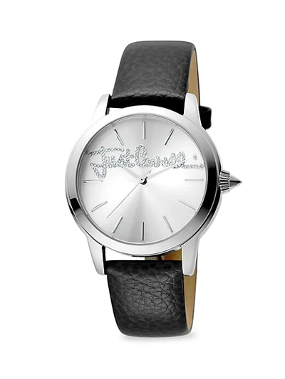 Just Cavalli Stainless Steel, Crystal & Leather-strap Watch