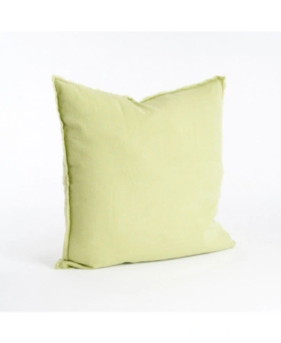 Saro Lifestyle Fringed Linen Decorative Pillow, 20" X 20" In Lime