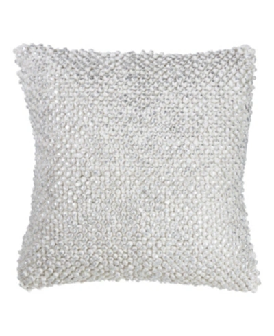 Saro Lifestyle Foil Printed Pom Pom Decorative Pillow, 18" X 18" In Silver