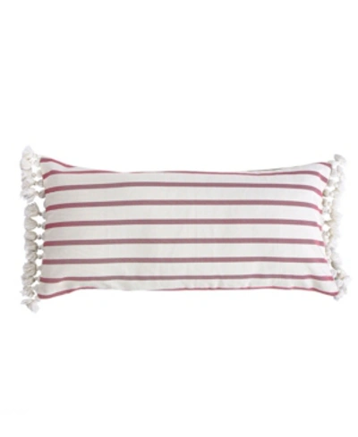 Levtex Joybirds Stripe Decorative Pillow, 14" X 30" In Red