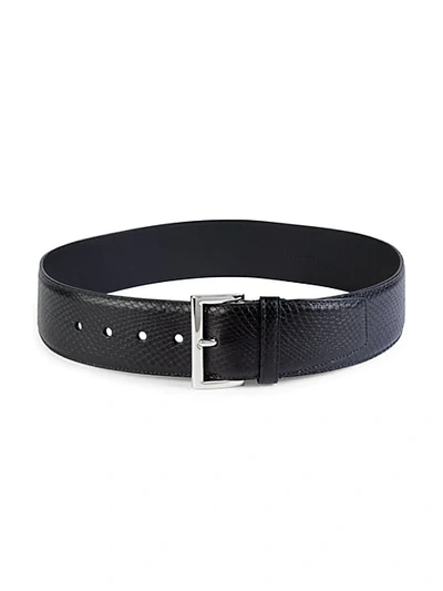 Prada Embossed Snakeskin Leather Belt In Black