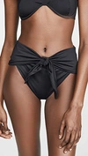 Weworewhat Riviera Front-tie High-waisted Bikini Bottoms In Black