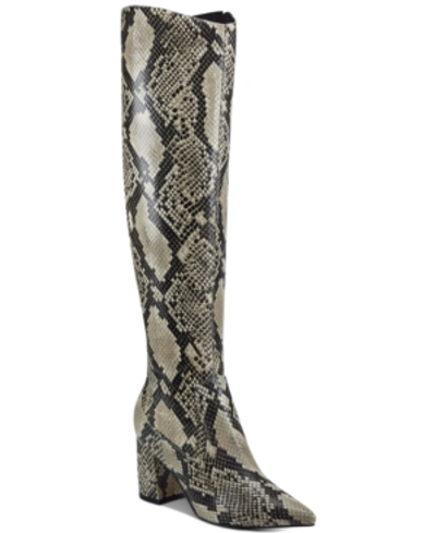 Marc Fisher Retie Knee-high Boots Women's Shoes In Natural Snake