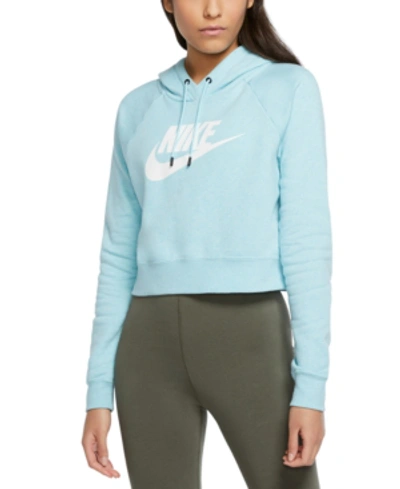 Nike Women's Sportswear Essential Cropped Hoodie In Glacier Ice/htr/white |  ModeSens