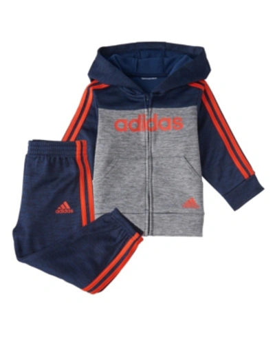 Adidas Originals Kids' Adidas Baby Boys Zip Front Block Fleece Hoodie & Jogger Set In Navy