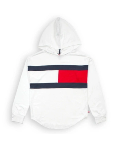 Tommy Hilfiger Kids' Big Girl Popover Hoodie With Heart Flag Patch In White  | ModeSens
