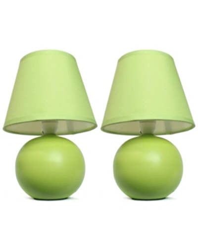 All The Rages Simple Designs Mini Ceramic Globe Table Lamp 2 Pack Set In Green