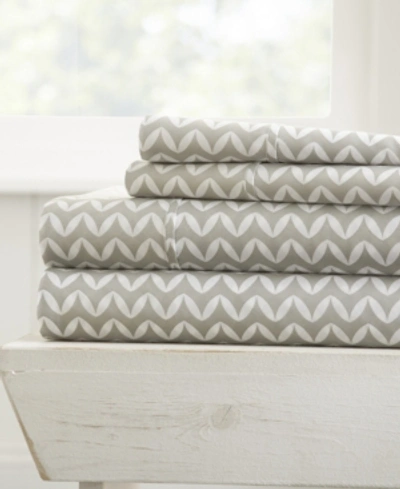 Ienjoy Home The Farmhouse Chic Premium Ultra Soft Pattern 4 Piece Sheet Set By Home Collection - Cal King Beddin In Grey Chevron