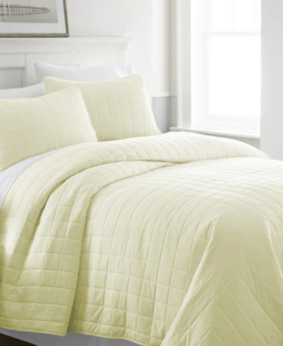 Ienjoy Home Ultra Soft Square Pattern Quilted Coverlet Set, Full/queen In Yellow