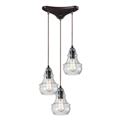 Elk Lighting Menlow Park 3- Light Pendant In Oiled Bronze