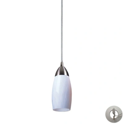 Elk Lighting Milan 1 Light Pendant In Satin Nickel And Simply White Glass - Includes Adapter Kit In Silver