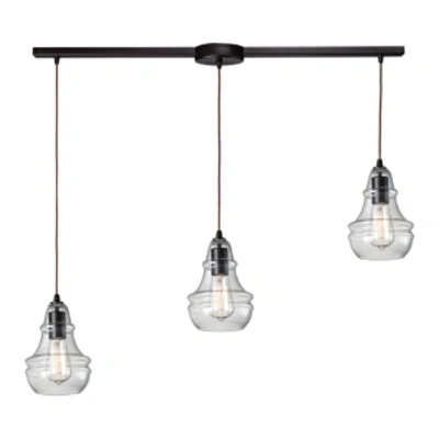Elk Lighting Menlow Park 3- Light Pendant In Oiled Bronze