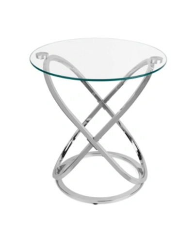 Danya B . Galaxy Chrome And Tempered Glass Round End Table