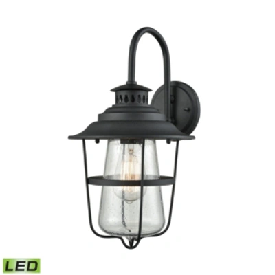 Elk Lighting San Mateo 1 Light Outdoor Wall Sconce In Textured Matte Black With Clear Seedy Glass
