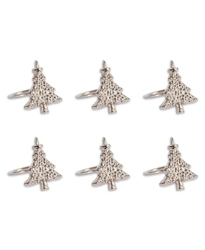 Design Imports Christmas Tree Napkin Ring, Set Of 6 In Silver