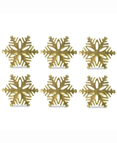Design Imports Snowflake Napkin Ring, Set Of 6 In Gold