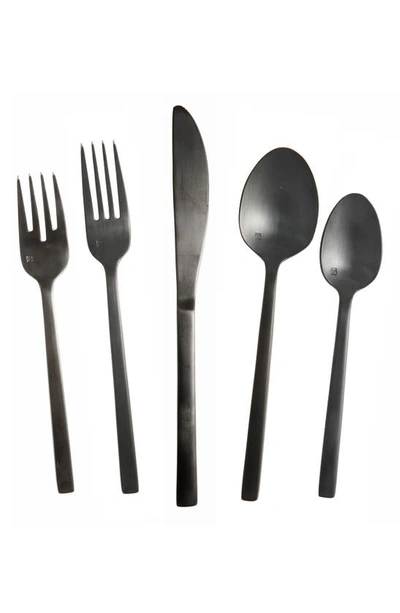 Fortessa Arezzo Brushed Black 5pc Place Setting In Brushed Black Stainless Steel
