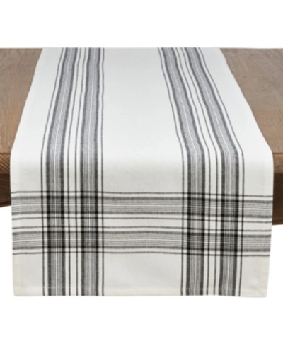 Saro Lifestyle Cotton Plaid Design Table Runner In Black