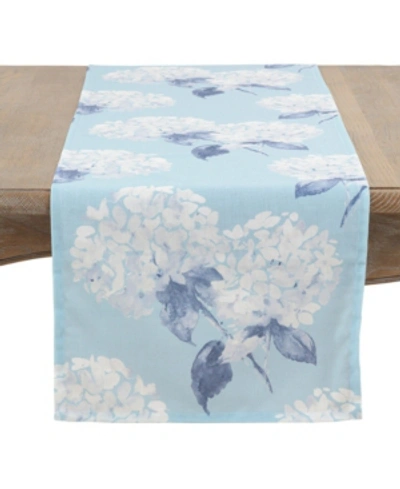 Saro Lifestyle Hydrangea Garden Table Runner In Blue