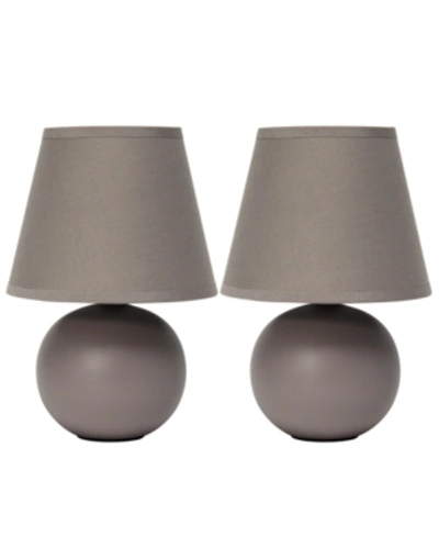 All The Rages Simple Designs Mini Ceramic Globe Table Lamp 2 Pack Set In Gray