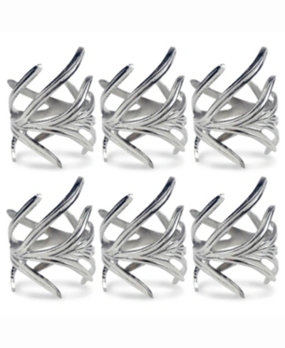 Design Imports Antique Branch Napkin Ring, Set Of 6 In Silver