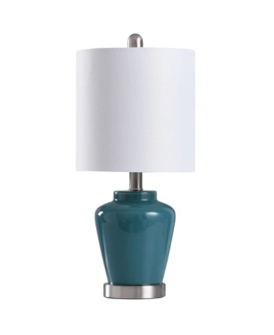 Stylecraft Glass Accent Table Lamp In Teal