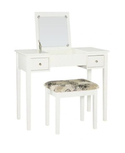 Linon Home Decor Butterfly Vanity Set With Bench And Mirror, White