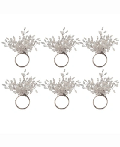 Design Imports Beaded Burst Napkin Ring, Set Of 6 In Silver