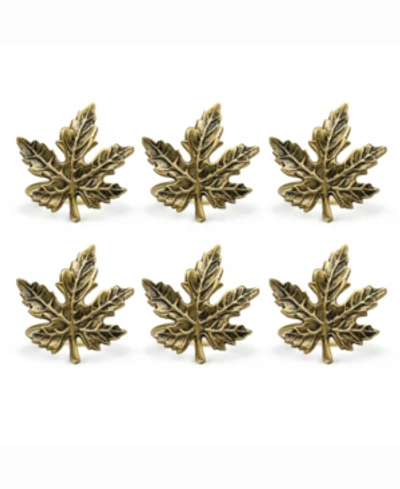 Design Imports Maple Leaf Napkin Ring, Set Of 6 In Gold